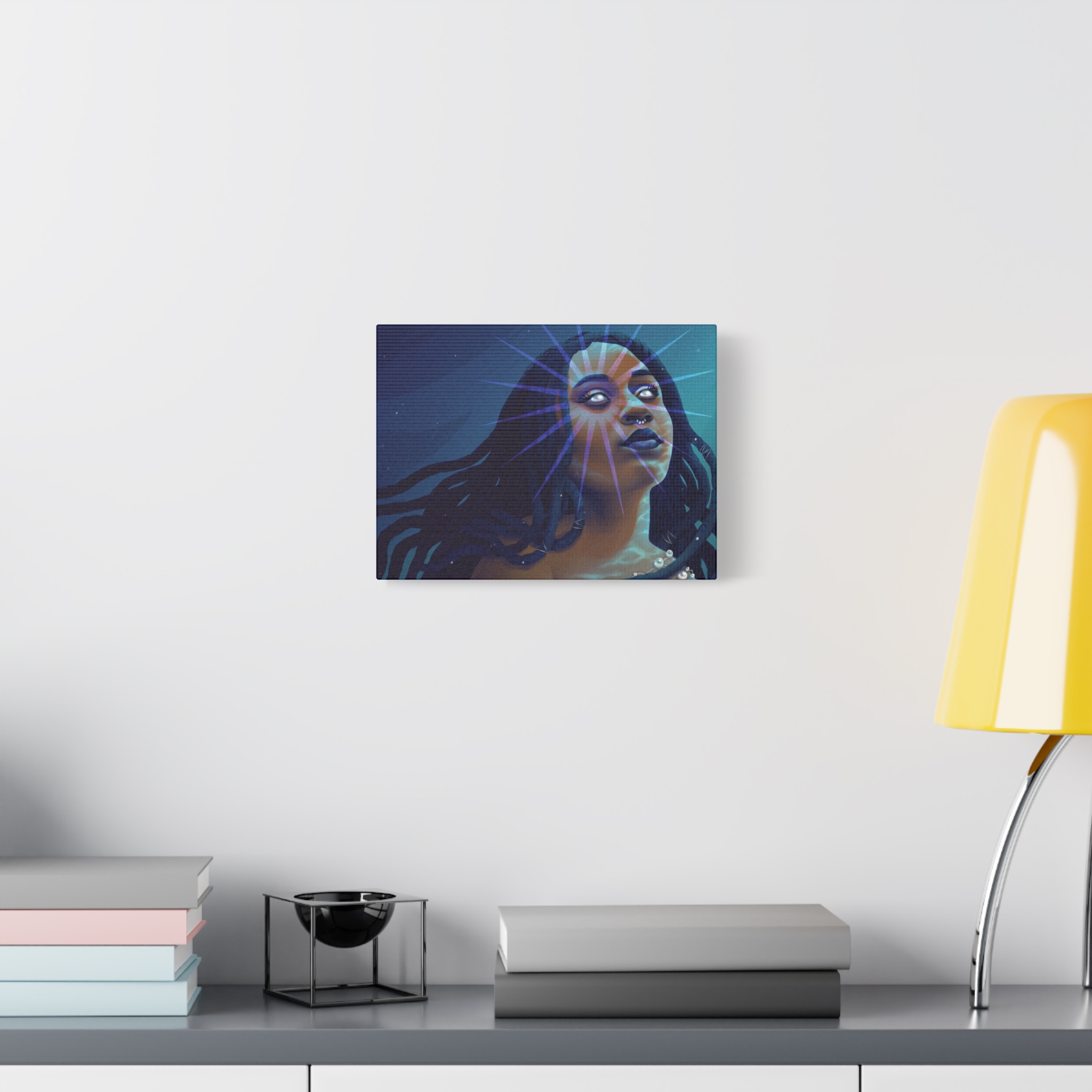 Serene Cyan "Star Deity" Canvas Print - Image 3