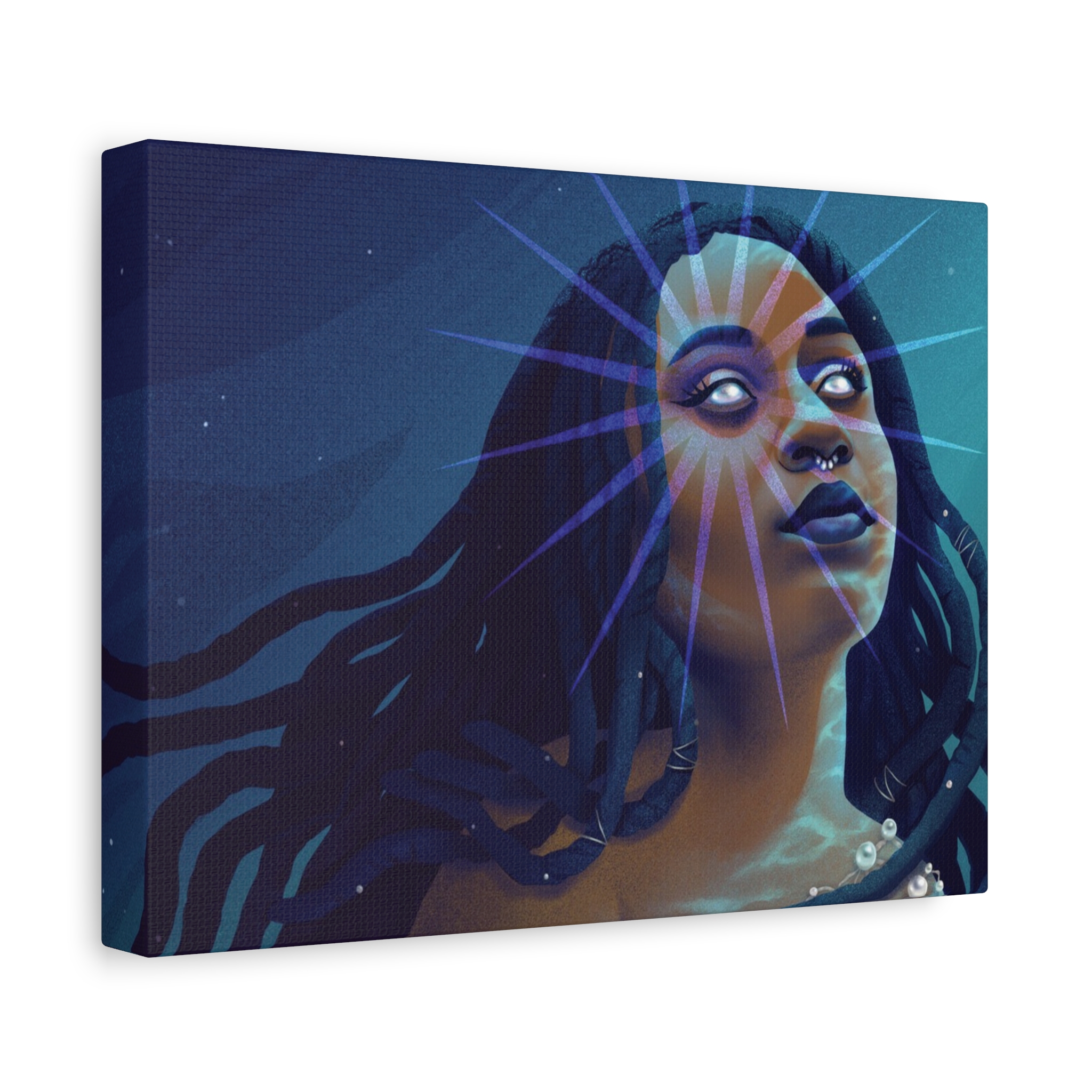 Serene Cyan "Star Deity" Canvas Print - Image 2
