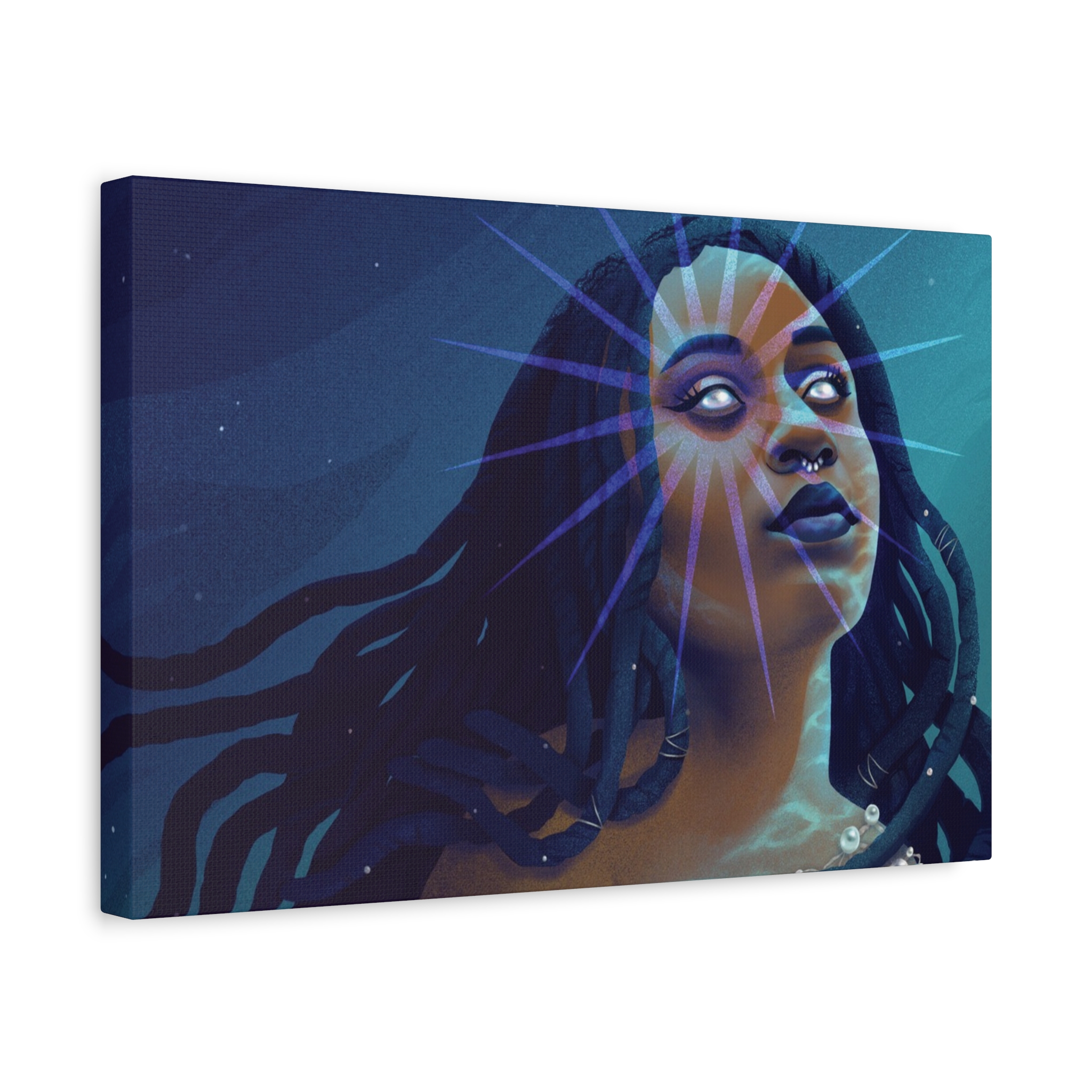 Serene Cyan "Star Deity" Canvas Print - Image 6