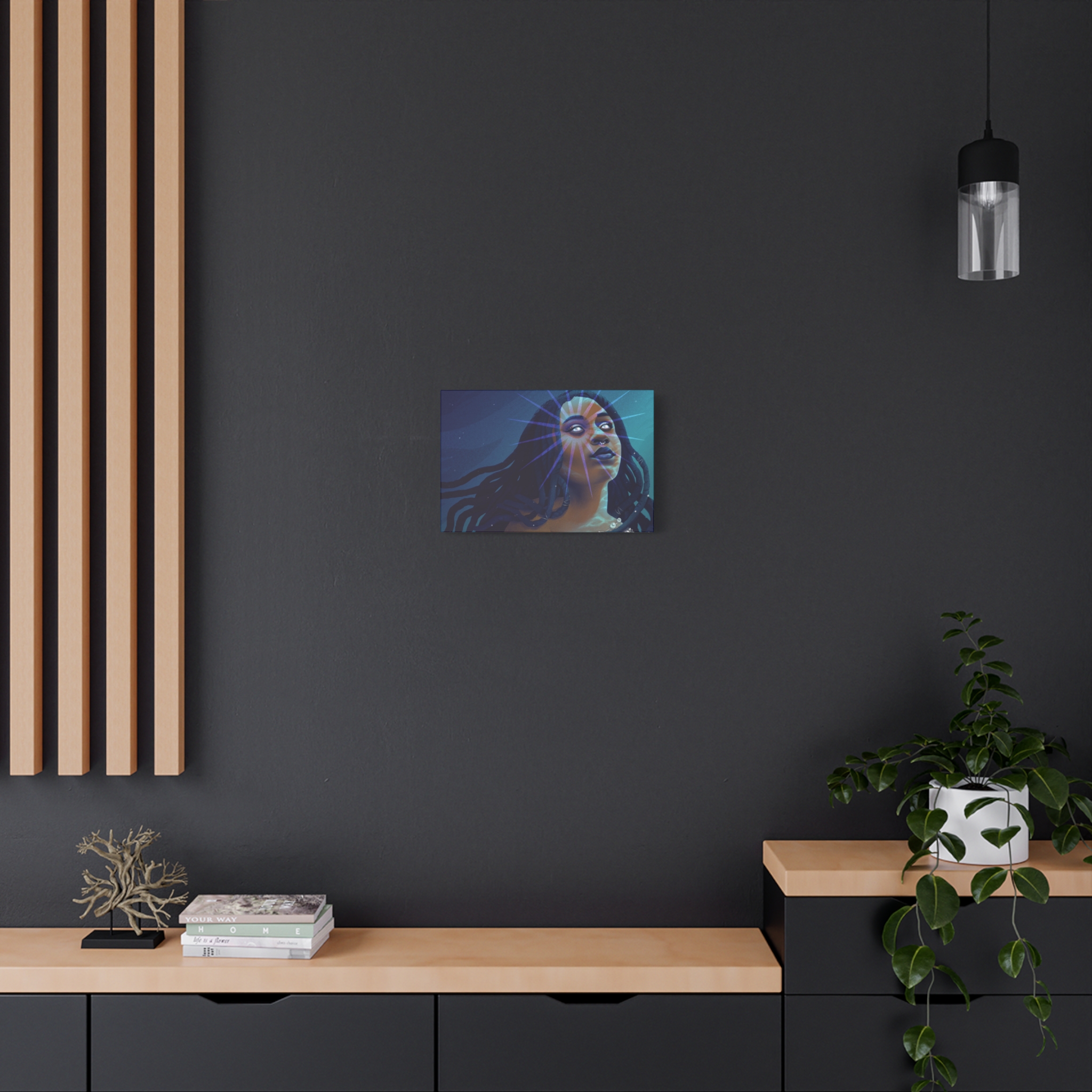 Serene Cyan "Star Deity" Canvas Print - Image 8