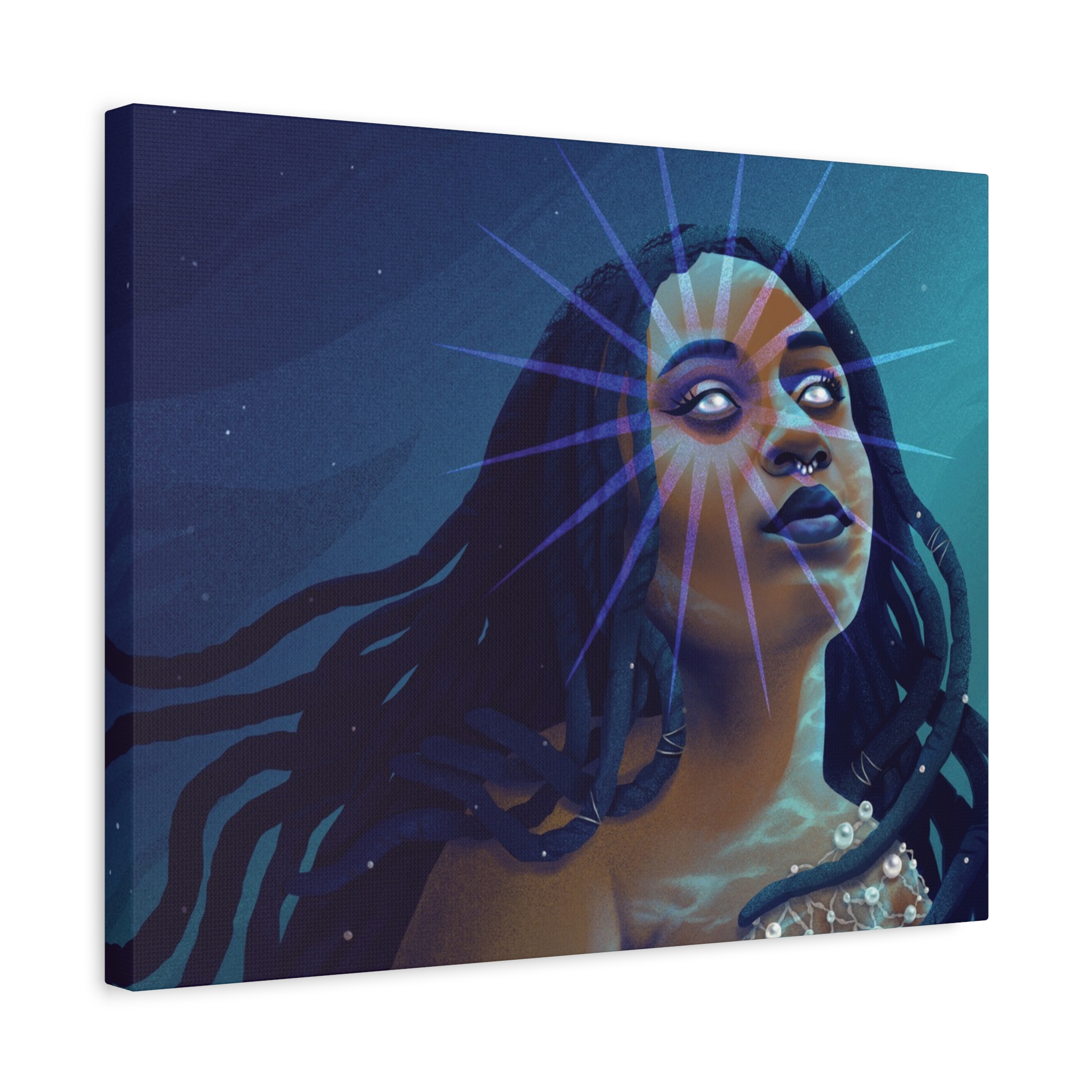Serene Cyan "Star Deity" Canvas Print - Image 10