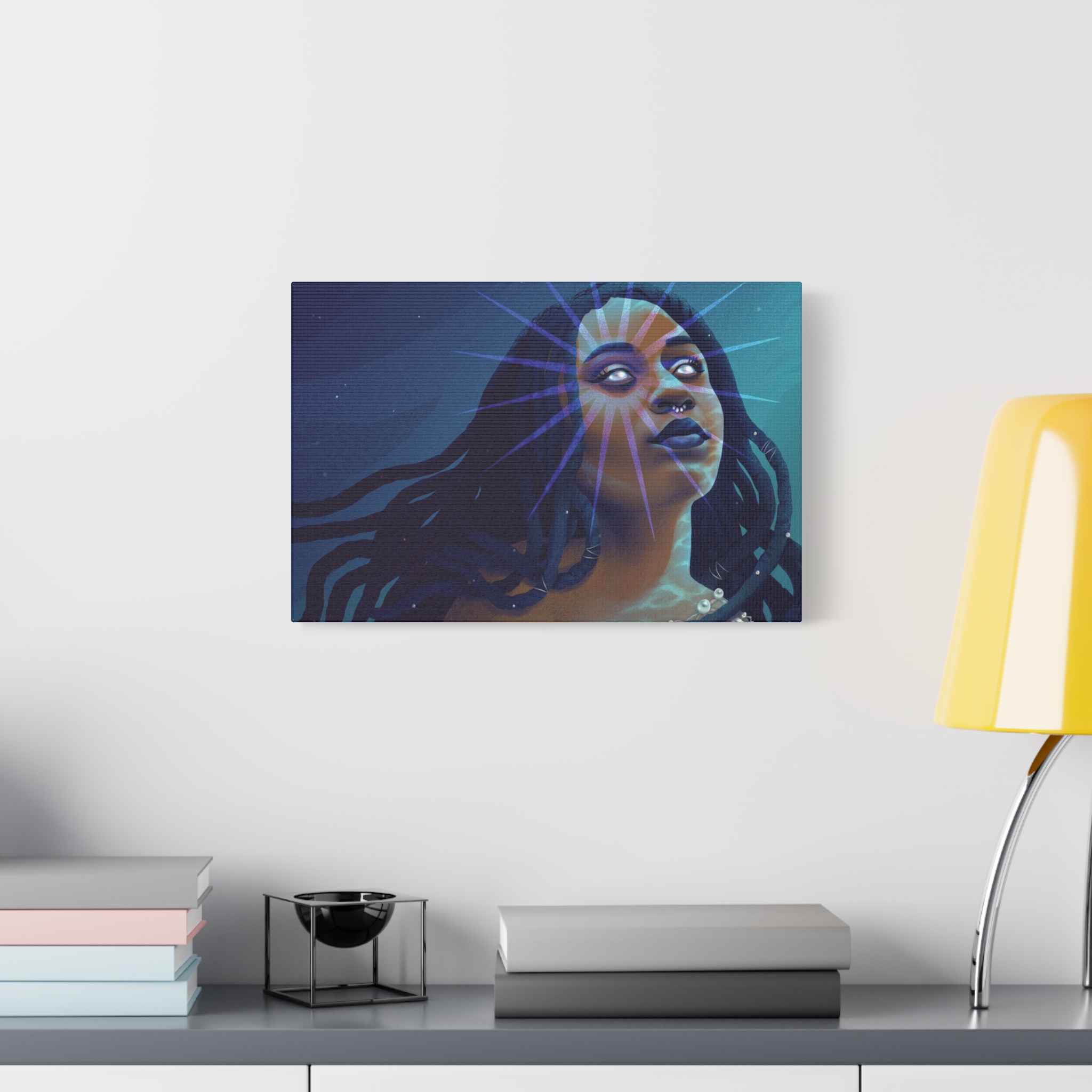 Serene Cyan "Star Deity" Canvas Print - Image 7