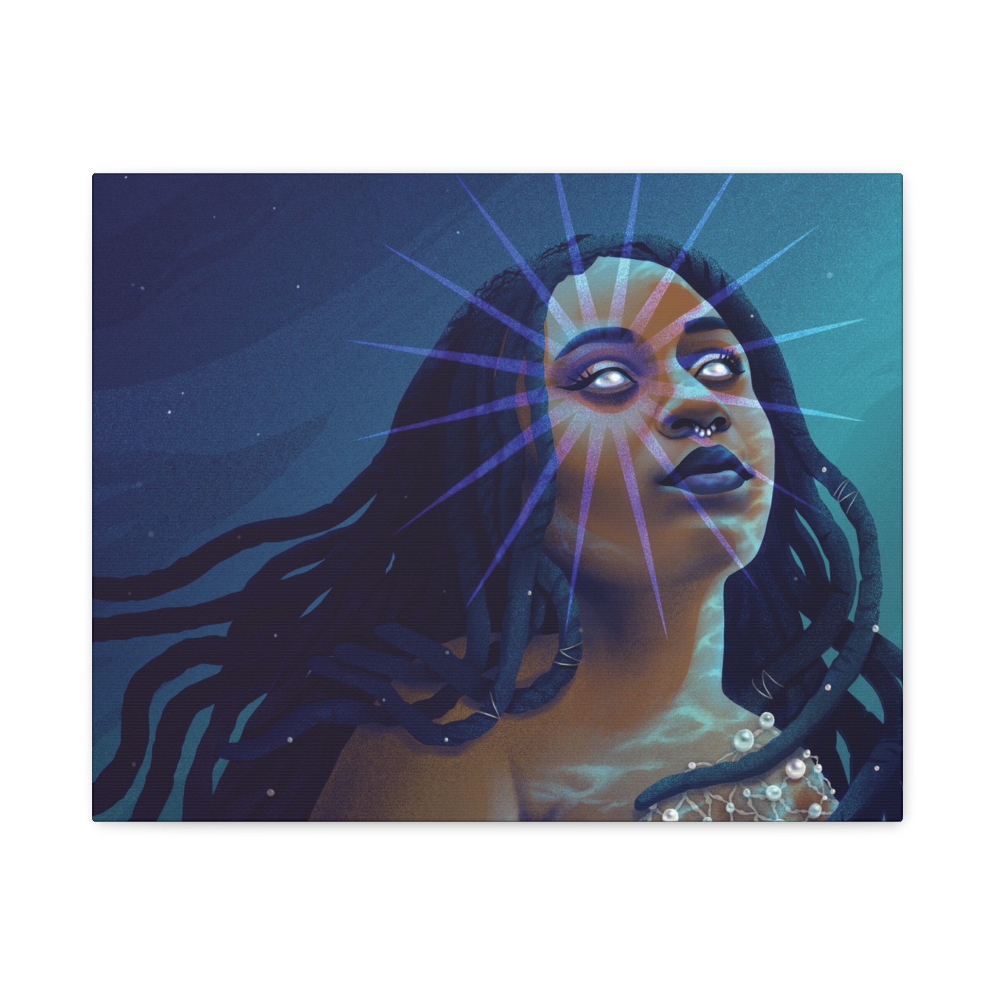 Serene Cyan "Star Deity" Canvas Print - Image 9
