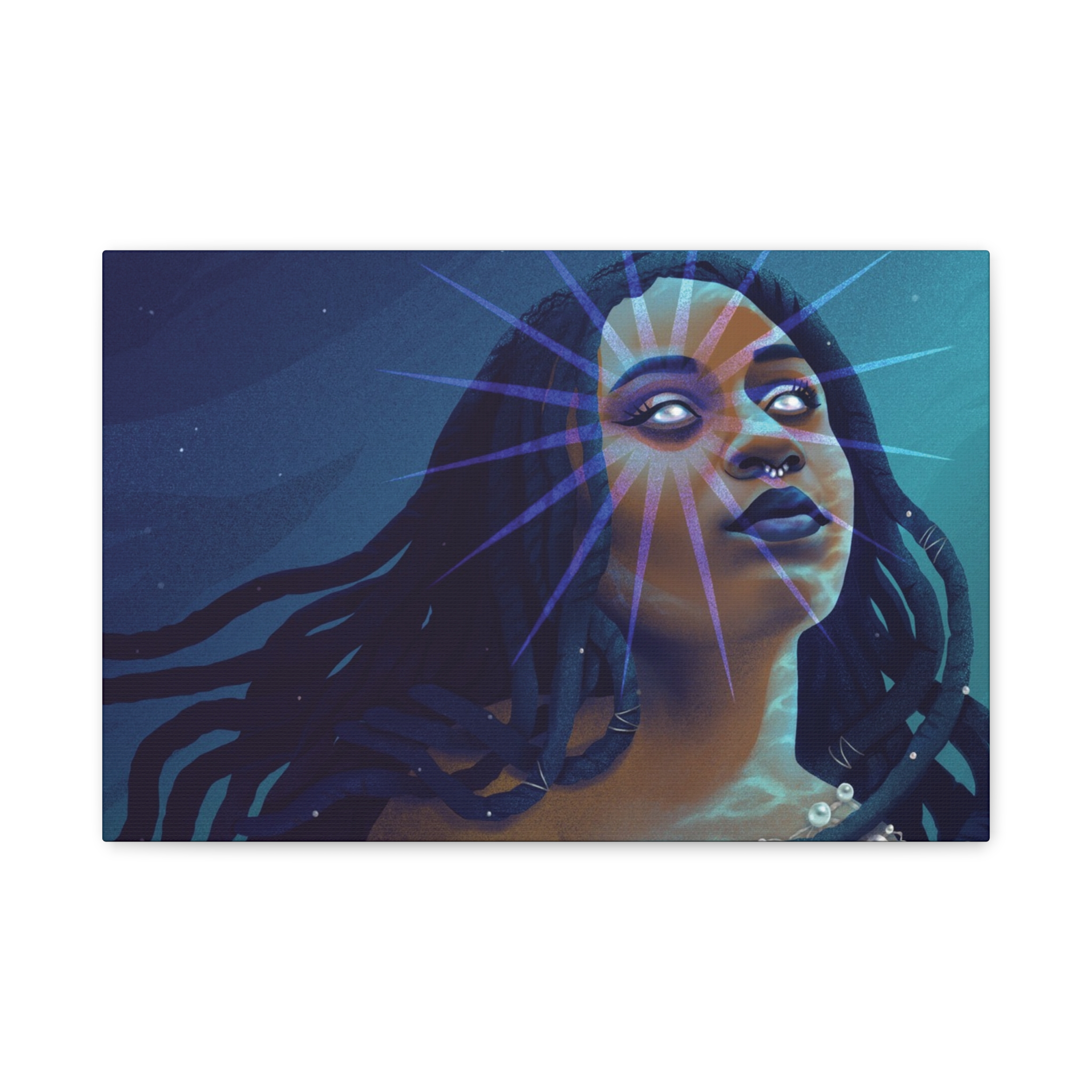 Serene Cyan "Star Deity" Canvas Print - Image 5