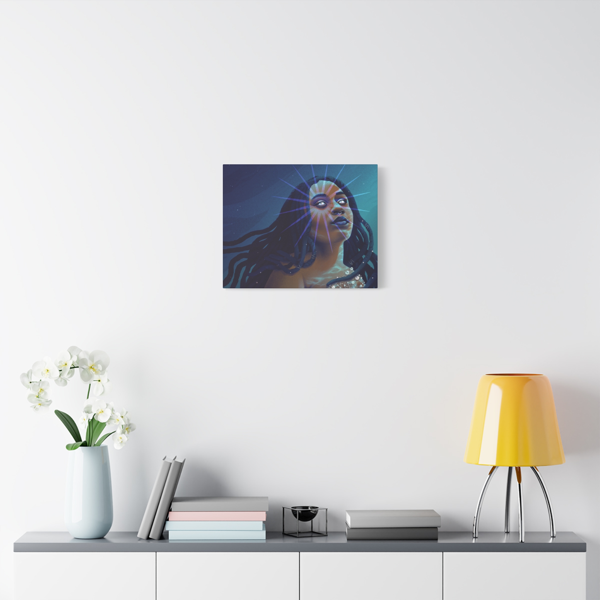 Serene Cyan "Star Deity" Canvas Print - Image 11