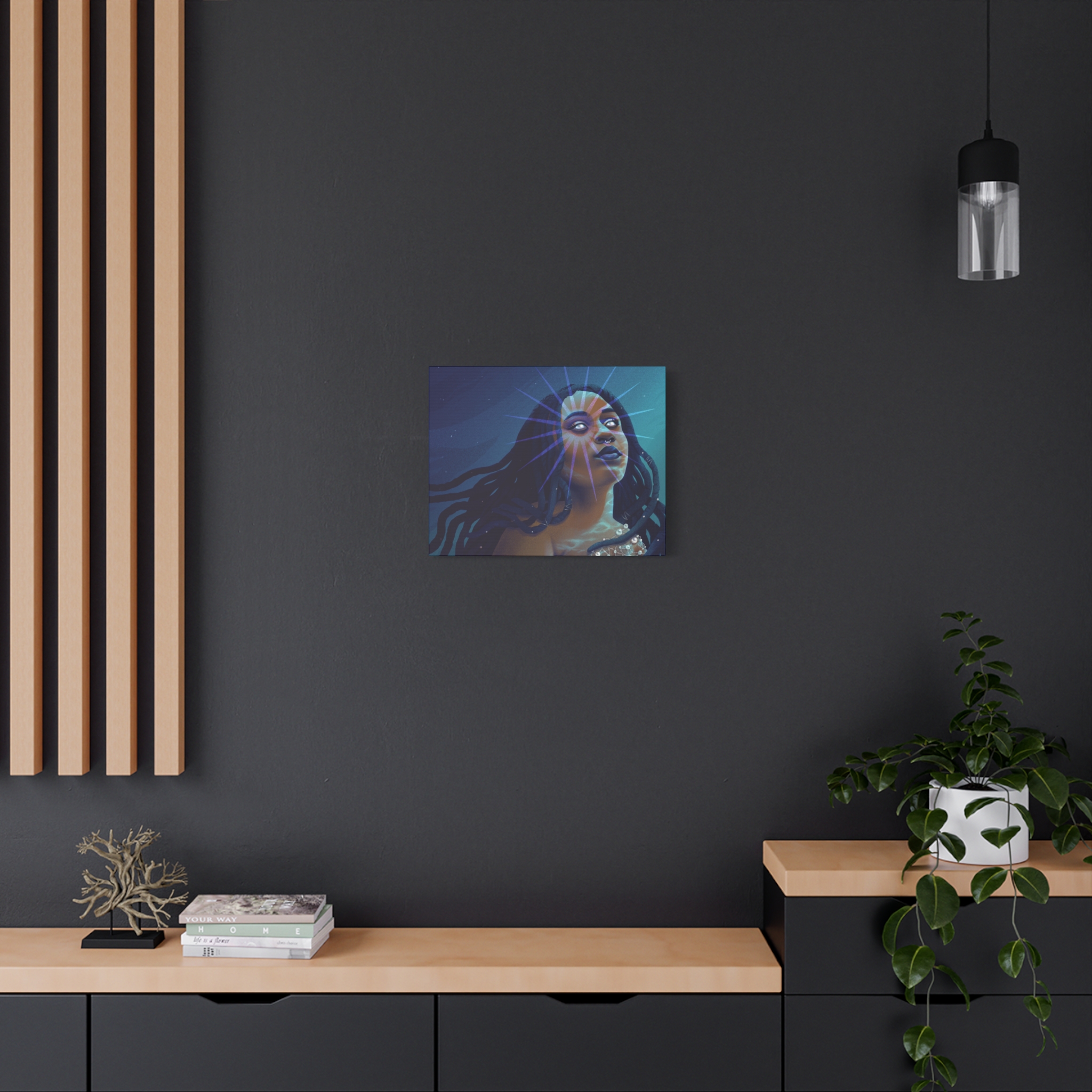 Serene Cyan "Star Deity" Canvas Print - Image 12